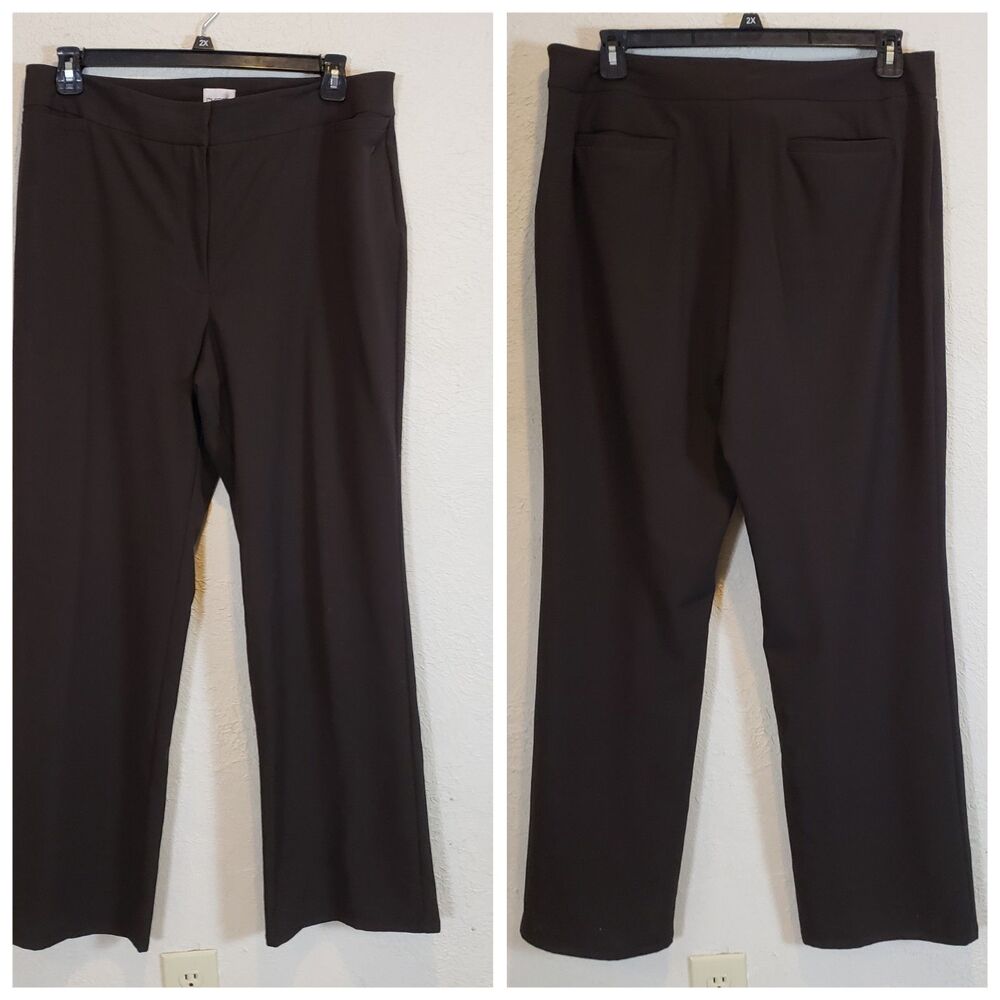Chico's Striaght Pants Brown Tobacco Stretch Pull On Size 3